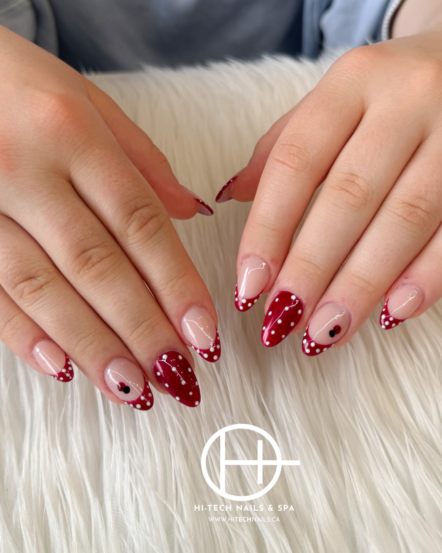 Berry dots nails